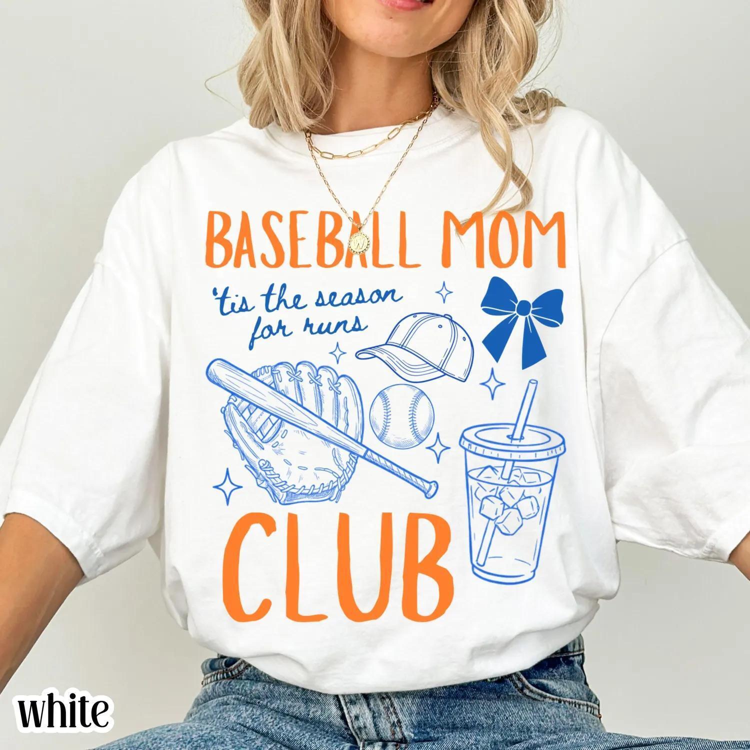 S Baseball Mom Club Shirt Cute Baseball Mama Game Day Tee